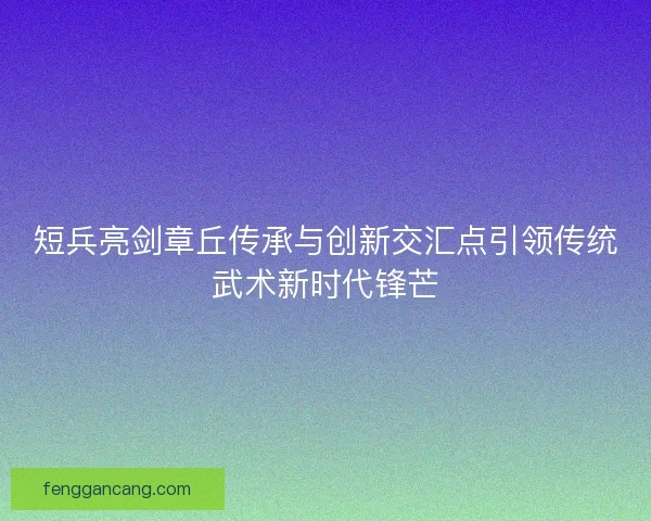 短兵亮剑章丘传承与创新交汇点引领传统武术新时代锋芒