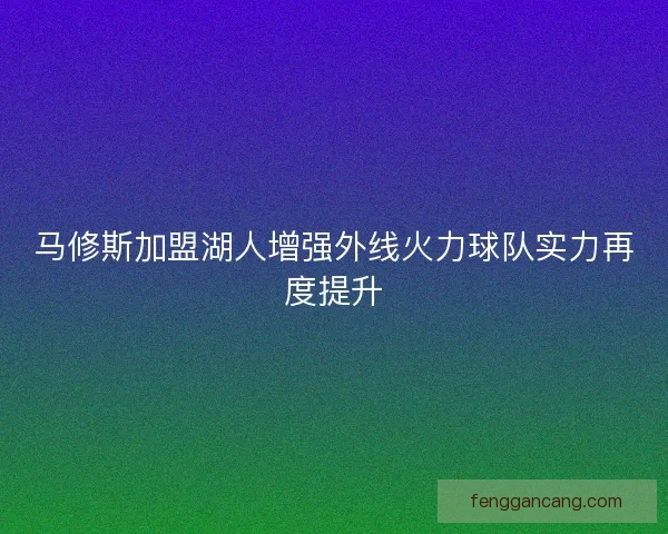 马修斯加盟湖人增强外线火力球队实力再度提升